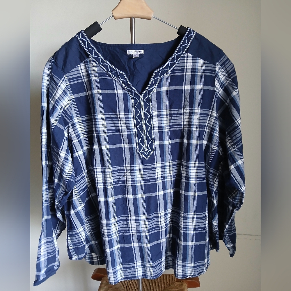 Rebecca Malone Plus Size 2X Top V Neck Cotton Western Cowgirl